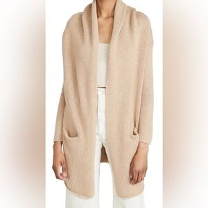 SABLYN Cashmere duster knit Hooded Shawl Cardigan beige Burnt Sugar sand sweater